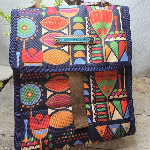 LILY BLOOM ISULATED FOLDOVER LUNCH COOLER/ TOTE BAG FLORAL TRIBAL - Picture 1 of 8